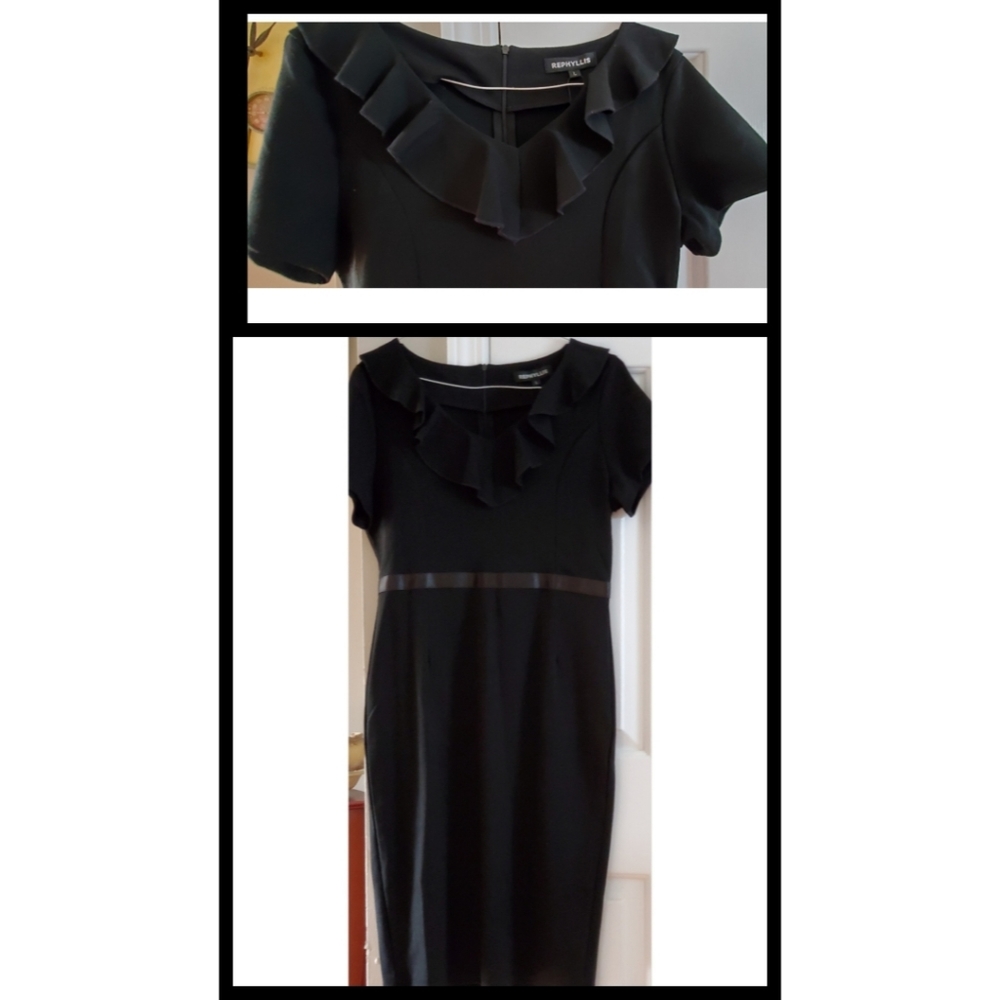 REPHYLLIS Women's  Short Sleeve Business Cocktail Pencil Dress M/L Black NEW